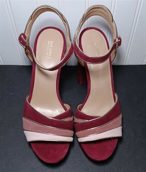 Michael Kors Harper Suede Platform Ox Blood Gold Trim 10 